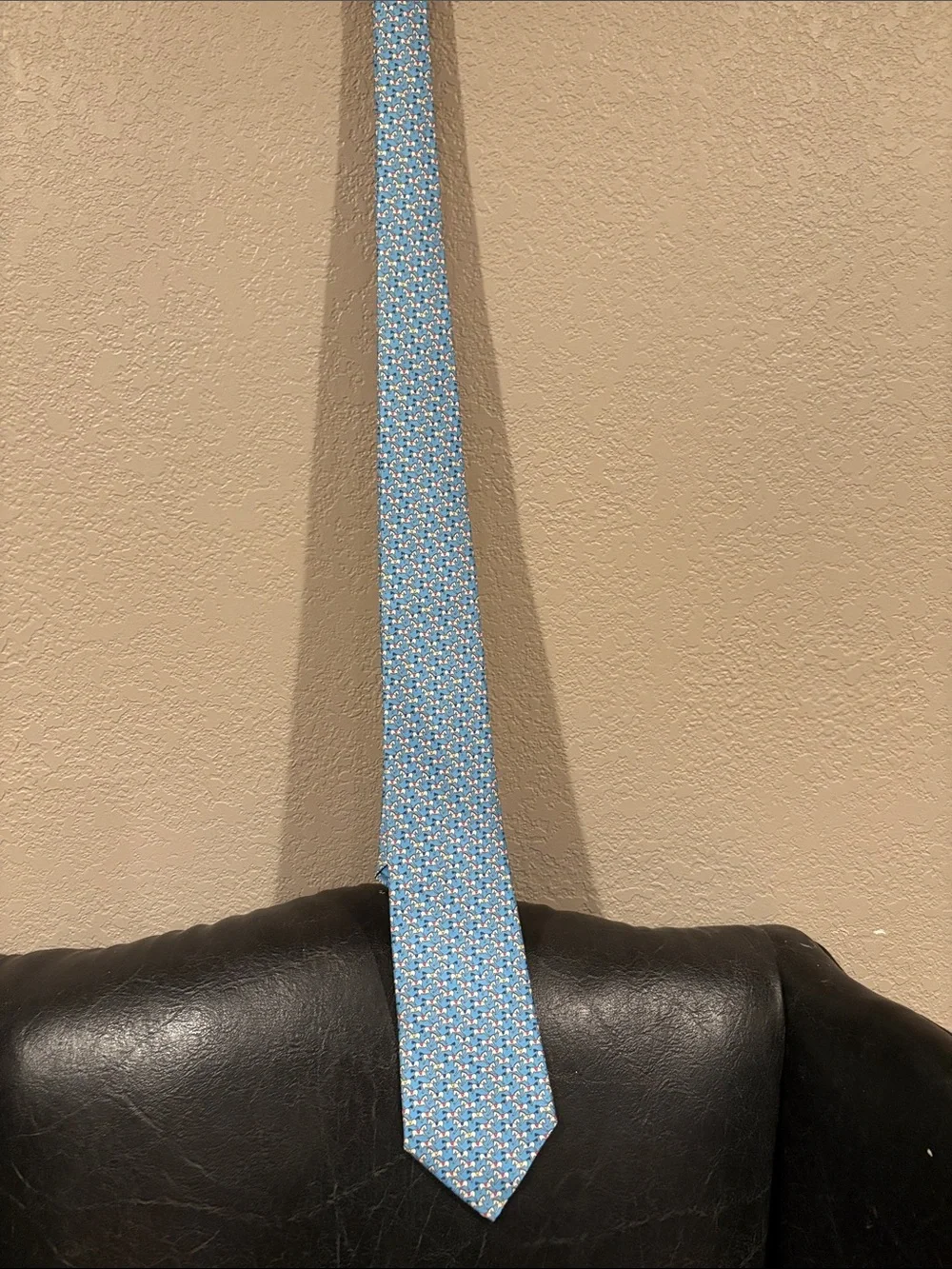 Hermes Light Blue Equestrian Silk Tie